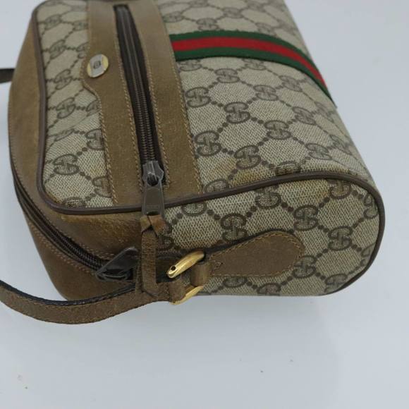 GUCCI GG Supreme Web Sherry Line Shoulder Bag PVC Beige Green Red Auth 98780 - Picture 4 of 16
